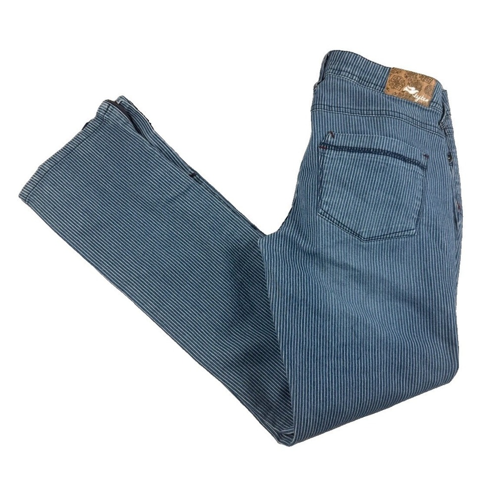Tyte Womens Size 9 Blue Pinstripe Skinny Jeans Stretch Mid Rise 28x30